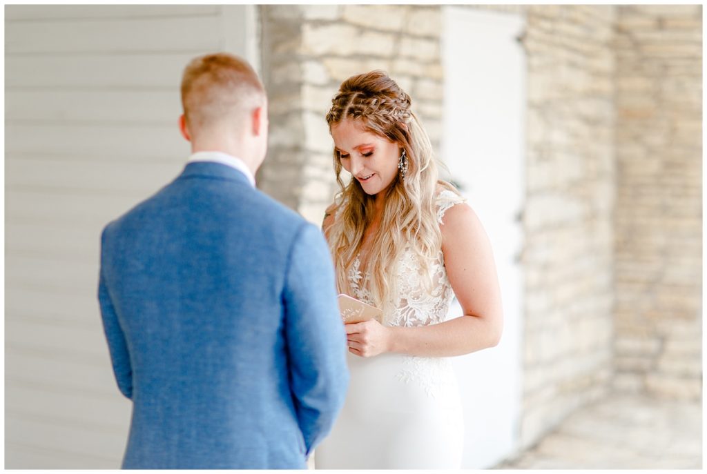 Bridal portraits in Rochester Minnesota taken by Eau Claire Wisconsin wedding photographer, Alisha Marie Photography, private vows at Mayowood stone barn