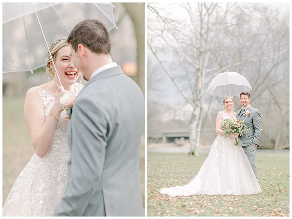 Taken by Wisconsin wedding photographer Alisha Marie Photography, specializes in Eau Claire wedding photographer, family photos Eau Claire wedding dress shop and image portrait in wisconsin and Stillwater minnesota rainy day wedding with umbrella wi wedding photographer