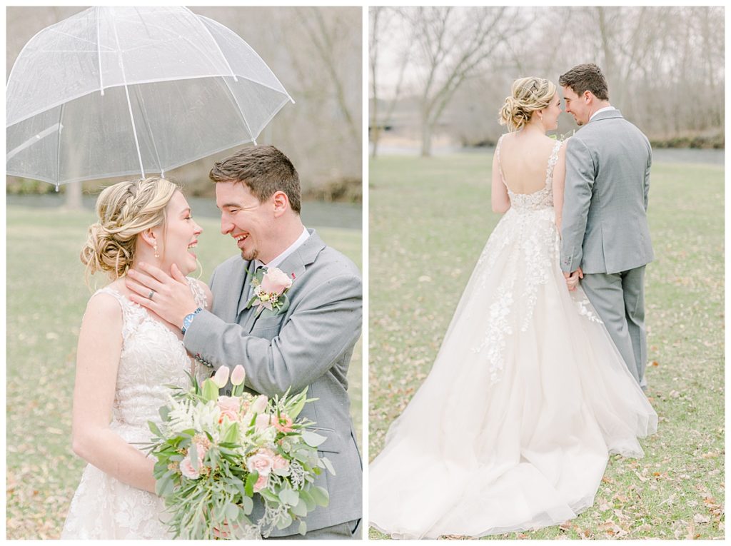 Taken by Wisconsin wedding photographer Alisha Marie Photography, specializes in Eau Claire wedding photographer, family photos Eau Claire wedding dress shop and image portrait in Wisconsin and Stillwater minnesota rainy day with umbrella portraits wi wedding photographer