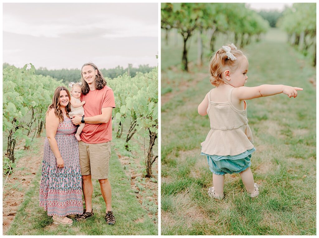 Eau Claire family mini session taken in Chippewa Falls at Riverbend Winery Mom dad and daughter portraits