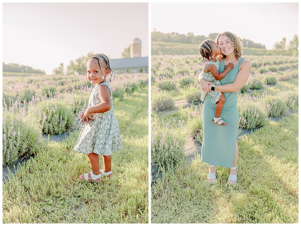 Eau claire motherhood portraits lavender field family photography_ mom and daughter laughing in a field of lavedner